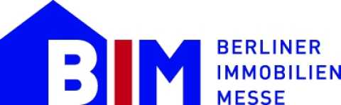 Logo: BIM Berliner Immobilien Messe mit stilisiertem Haus in Blau.